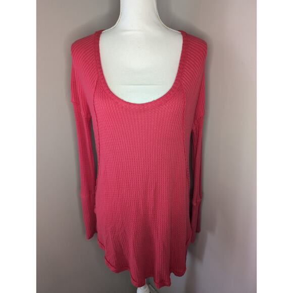 Free People Tops - Free people Ventura thermal Y2K soft waffle knit coral scoop neck med top